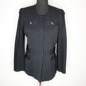 Misook black ribbed snap button front cardigan jacket size Small